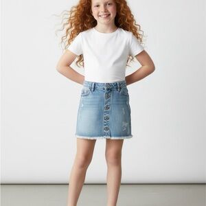 Minority Light Wash Button-Front Denim Skirt